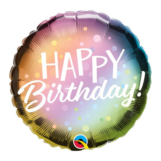 18" Happy Birthday Metallic Ombre Helium Balloon