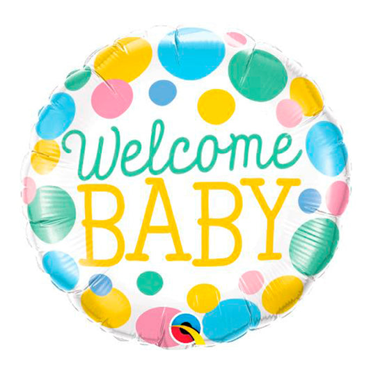 18" Welcome Baby Colourful Dots Balloon