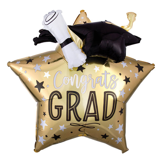 28" SHP Grad Star Gold w Cap & Diploma