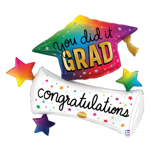 43" SHP Rainbow Grad Hat Diploma