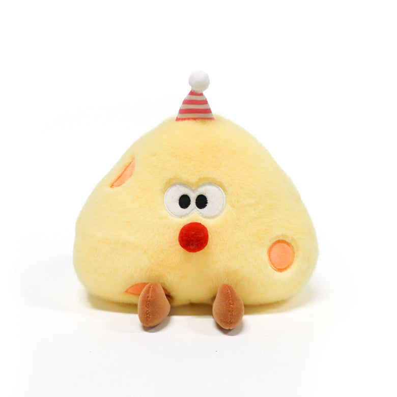 Yellow Cheese Slice with Party Hat Plush