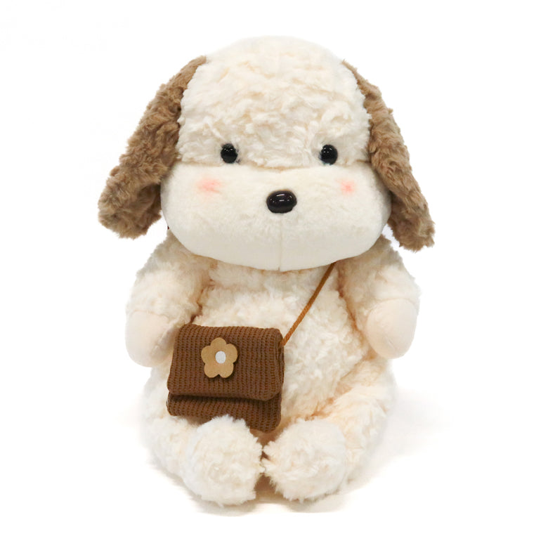 Fluffy Dog with Bag Plush