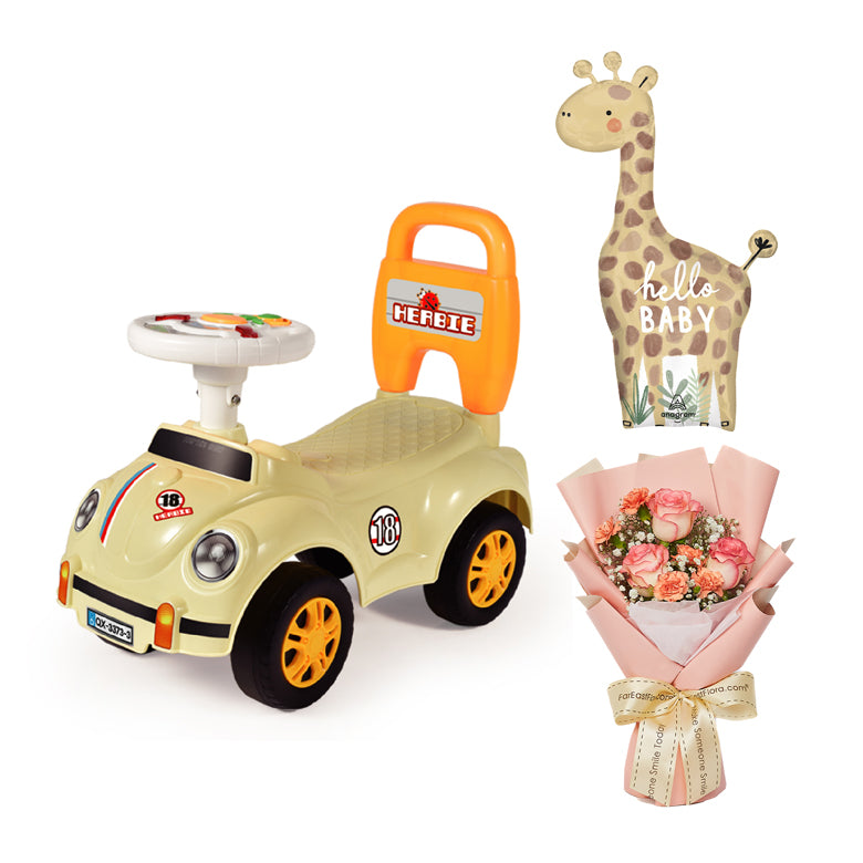 Lucky Baby Ride-On Push Car – Beige