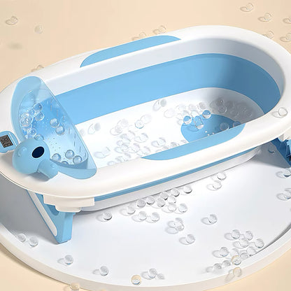 Lucky Baby Folding Bath Tub with Thermometer – Blue