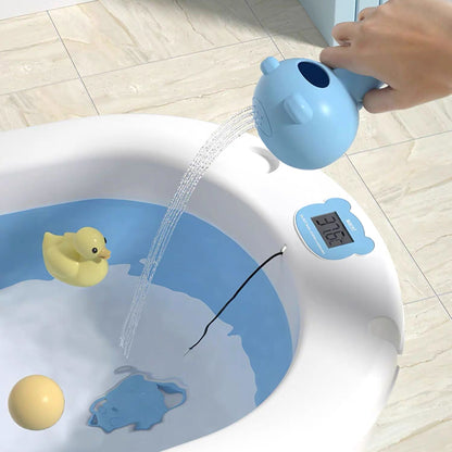 Lucky Baby Folding Bath Tub with Thermometer – Blue