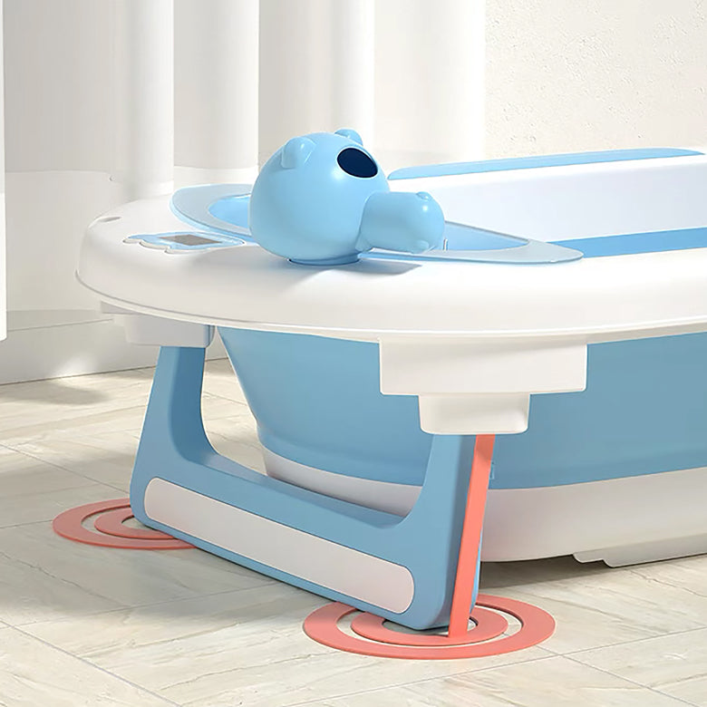 Lucky Baby Folding Bath Tub with Thermometer – Blue