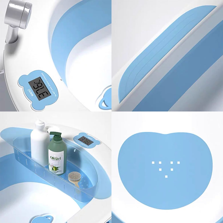 Lucky Baby Folding Bath Tub with Thermometer – Blue