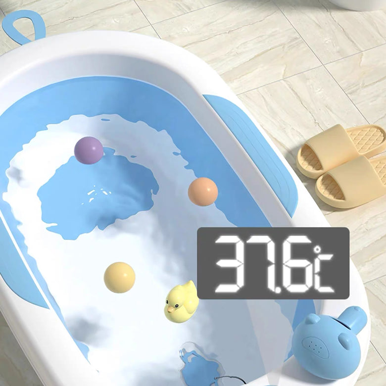 Lucky Baby Folding Bath Tub with Thermometer – Blue