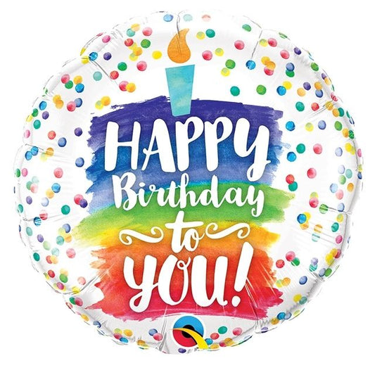 18" Round Happy Birthday To You Rainbow Cake Balloon