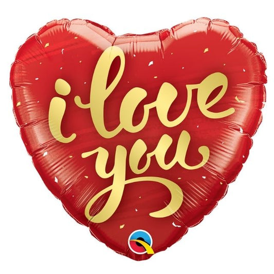 18" I Love You Gold Heart-Shaped Helium Balloon