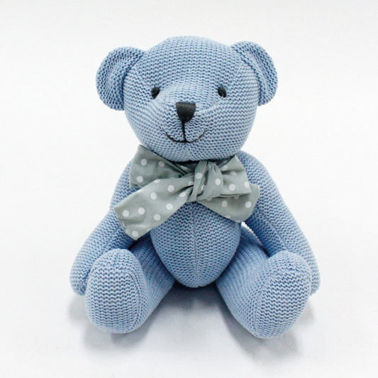 Baby Blue Bear Plush With Bow