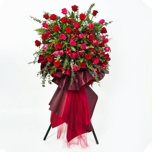 Congratulatory Flower Stand - Rosy Success