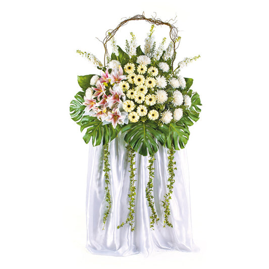 Sympathy Flower Stand - Fluidity In White