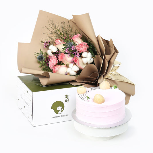 Flowers with The Pine Garden Lychee Martini Cake