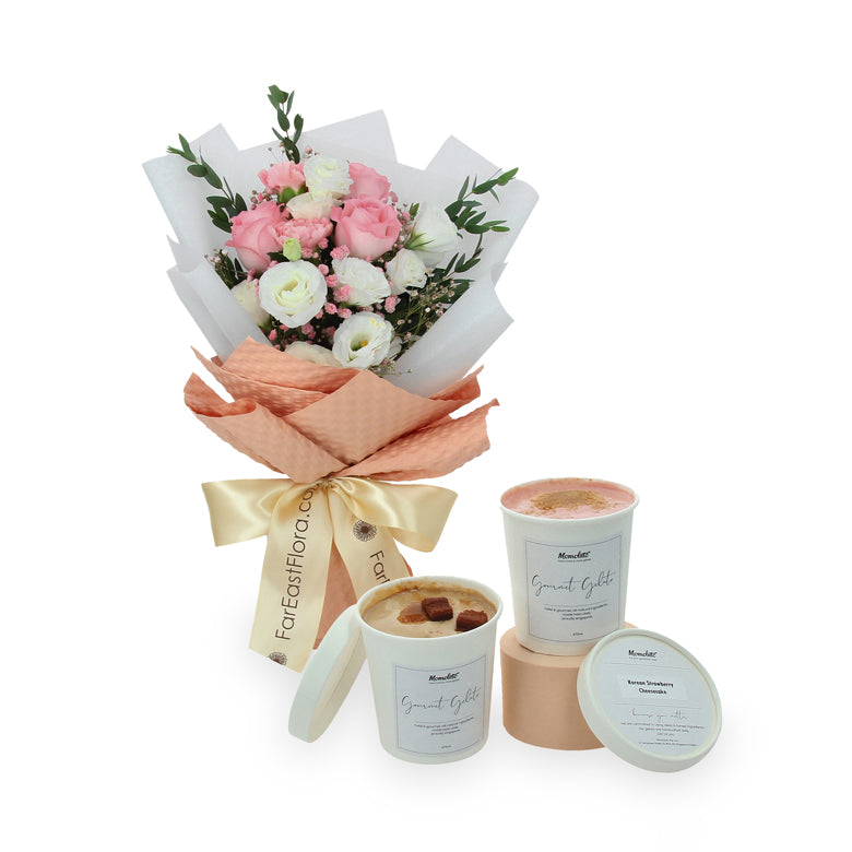 Flowers with Momolato Ice Cream Gelatos (Halal-certified)