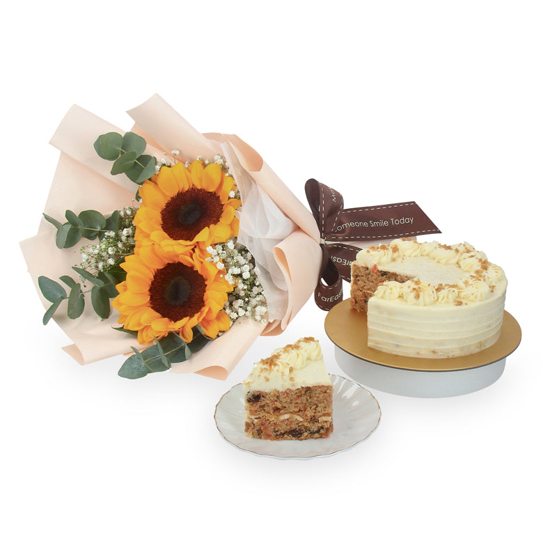 Sunny Sunflowers with Frozen Carrot Cake