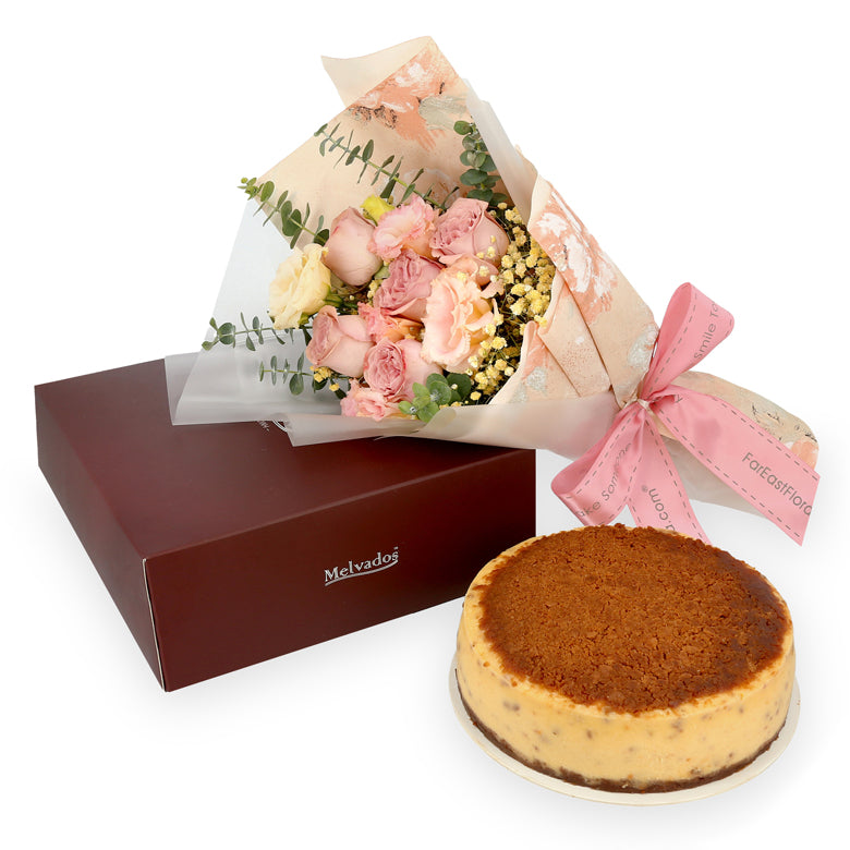 Flowers with Melvados Speculoos Frozen Cheesecake (Halal-certified)