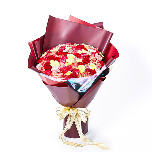 Unconditional Love - 99 Colorful Carnations Flower Bouquet