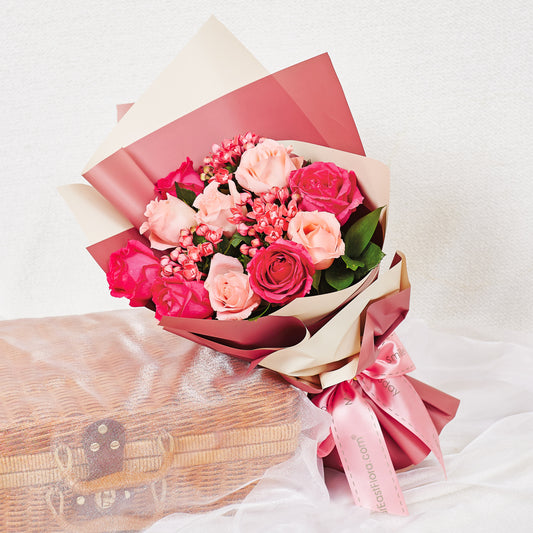 PB10 - Blushing Roses - Flower Bouquet