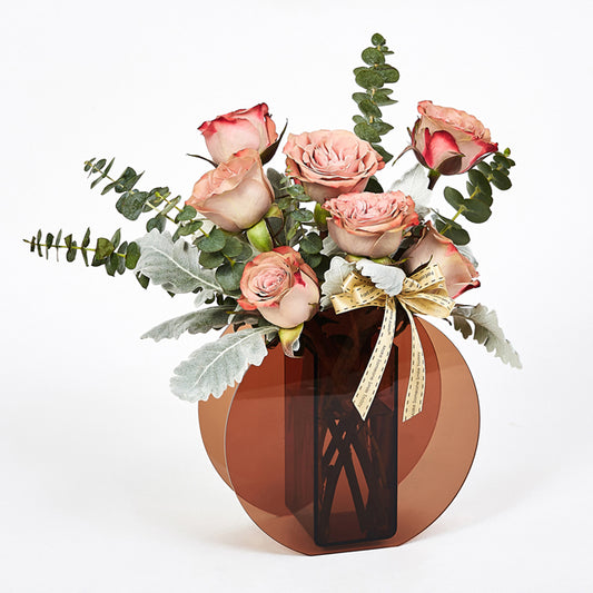 Timeless Cappuccino Roses Acrylic Table Flowers