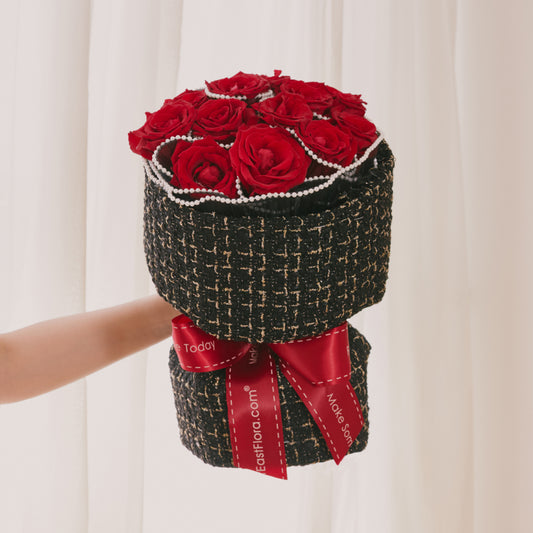 Classy Tweed (Red/Black) - Flower Bouquet