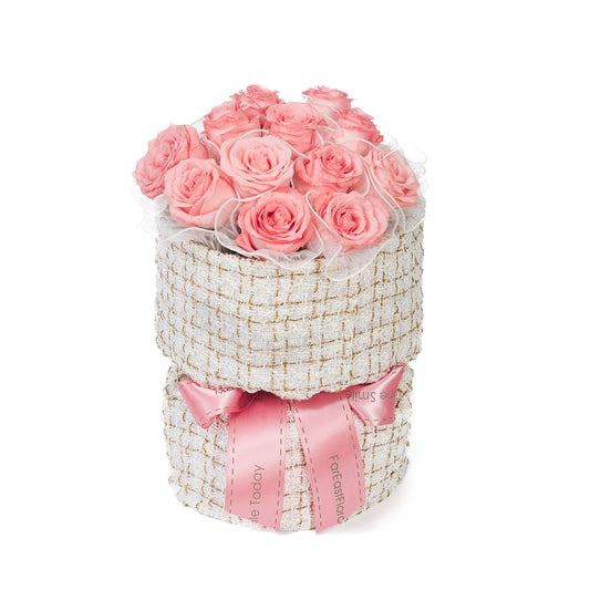 Classy Tweed (Pink/White) - Flower Bouquet