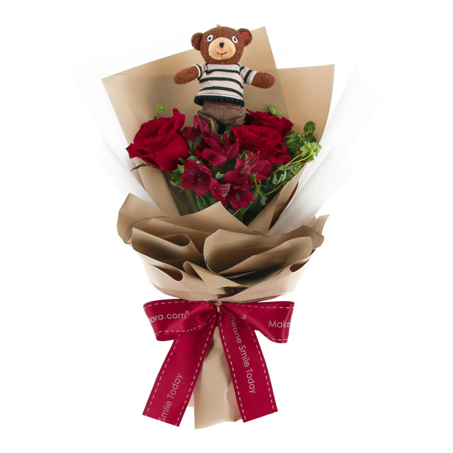 I Love You Beary Much Plush Set - Flower Bouquet & Plush