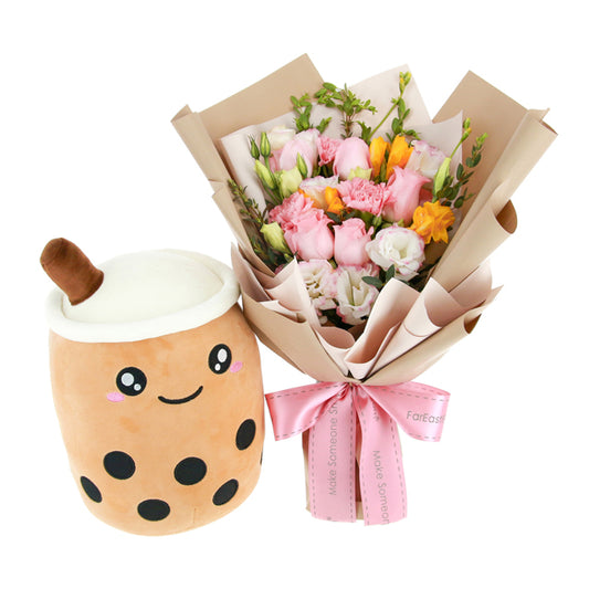 You’re My Best-Tea Plush Set - Flower Bouquet & Plush