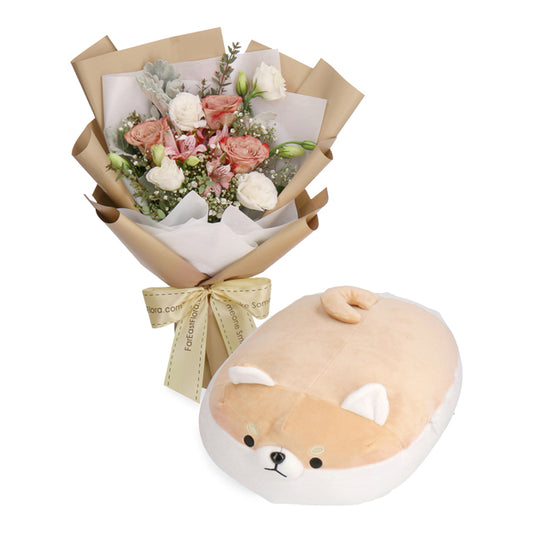 Chill-out Shiba Inu - Flower Bouquet & Plush