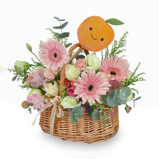 Garden Delight & Plush Orange Massager - Flower Basket & Plush