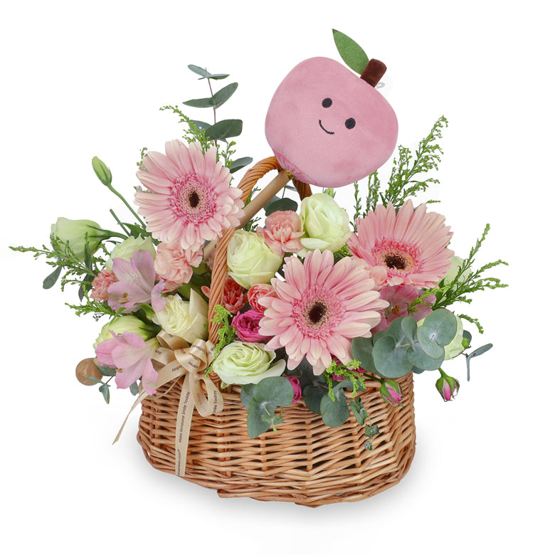 Garden Delight & Plush Peach Massager - Flower Basket & Plush