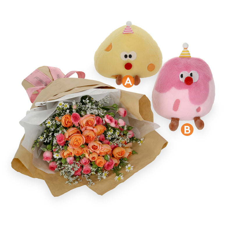 A Cheesy Surprise – Flower Bouquet & Plush