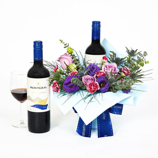 Montgras Estate Merlot x Flowers Wine Gift Set