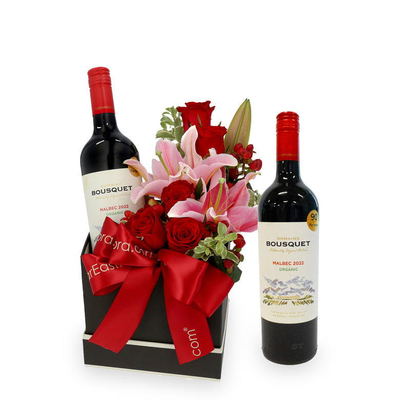 Domaine Bousquet Organic Malbec 2022 x Flowers Gift Set