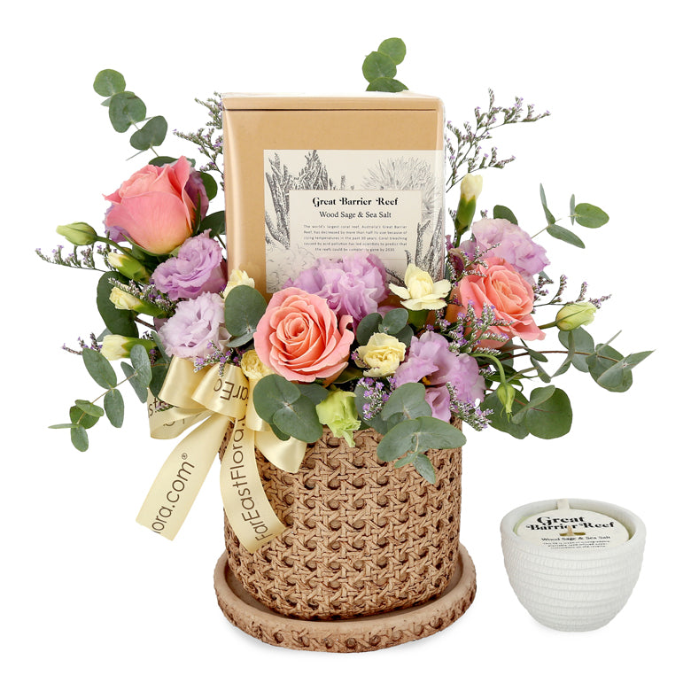 Pass It On Candle (Great Barrier Reef) x Flowers Gift Set