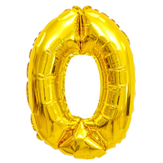 40" Number 0 Gold Helium Balloon