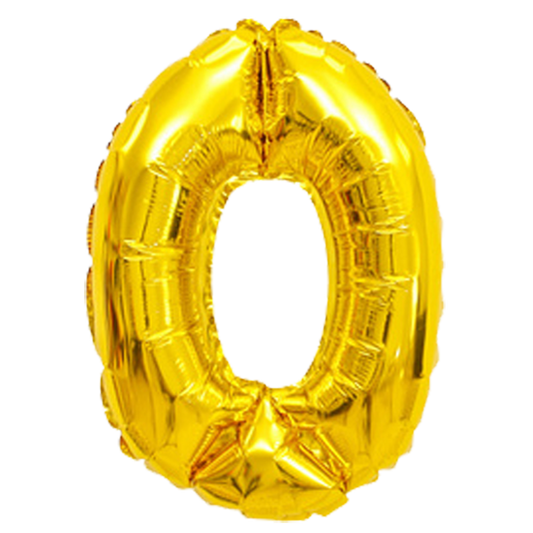 40" Number 0 Gold Helium Balloon