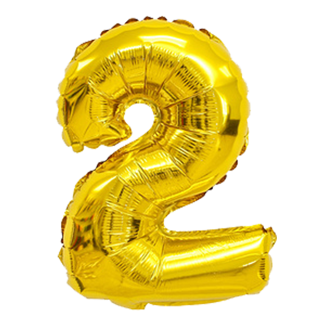 40" Number 2 Gold Helium Balloon