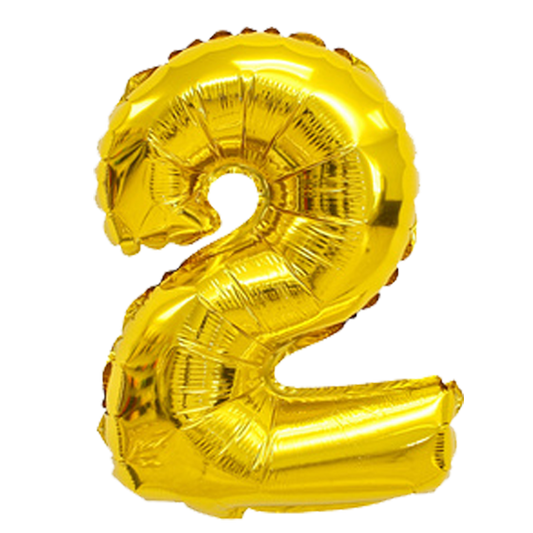 40" Number 2 Gold Helium Balloon