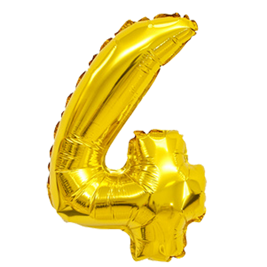 40" Number 4 Gold Helium Balloon