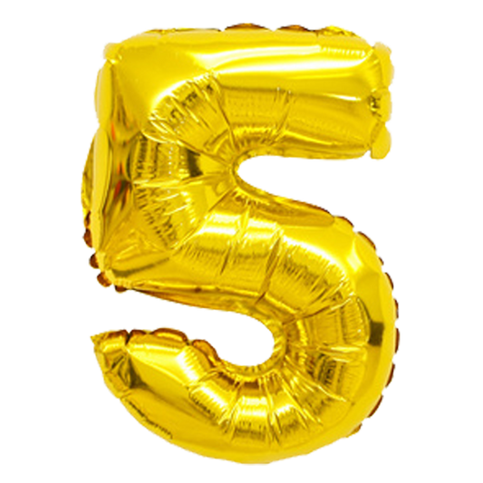 40" Number 5 Gold Helium Balloon