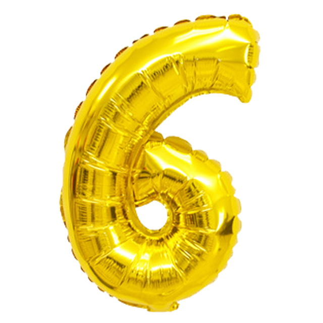 40" Number 6 Gold Helium Balloon