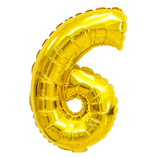 40" Number 6 Gold Helium Balloon