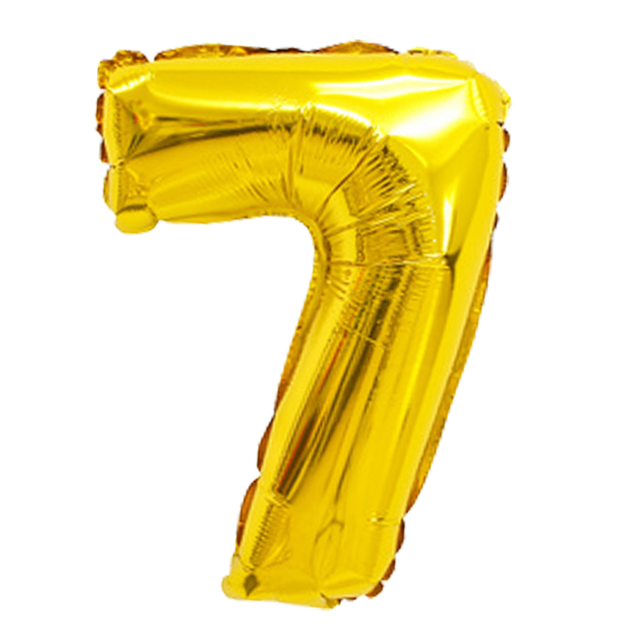 40" Number 7 Gold Helium Balloon