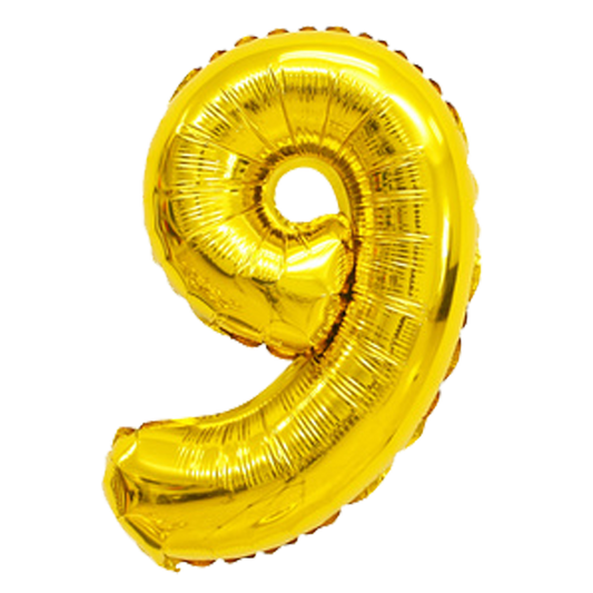 40" Number 9 Gold Helium Balloon